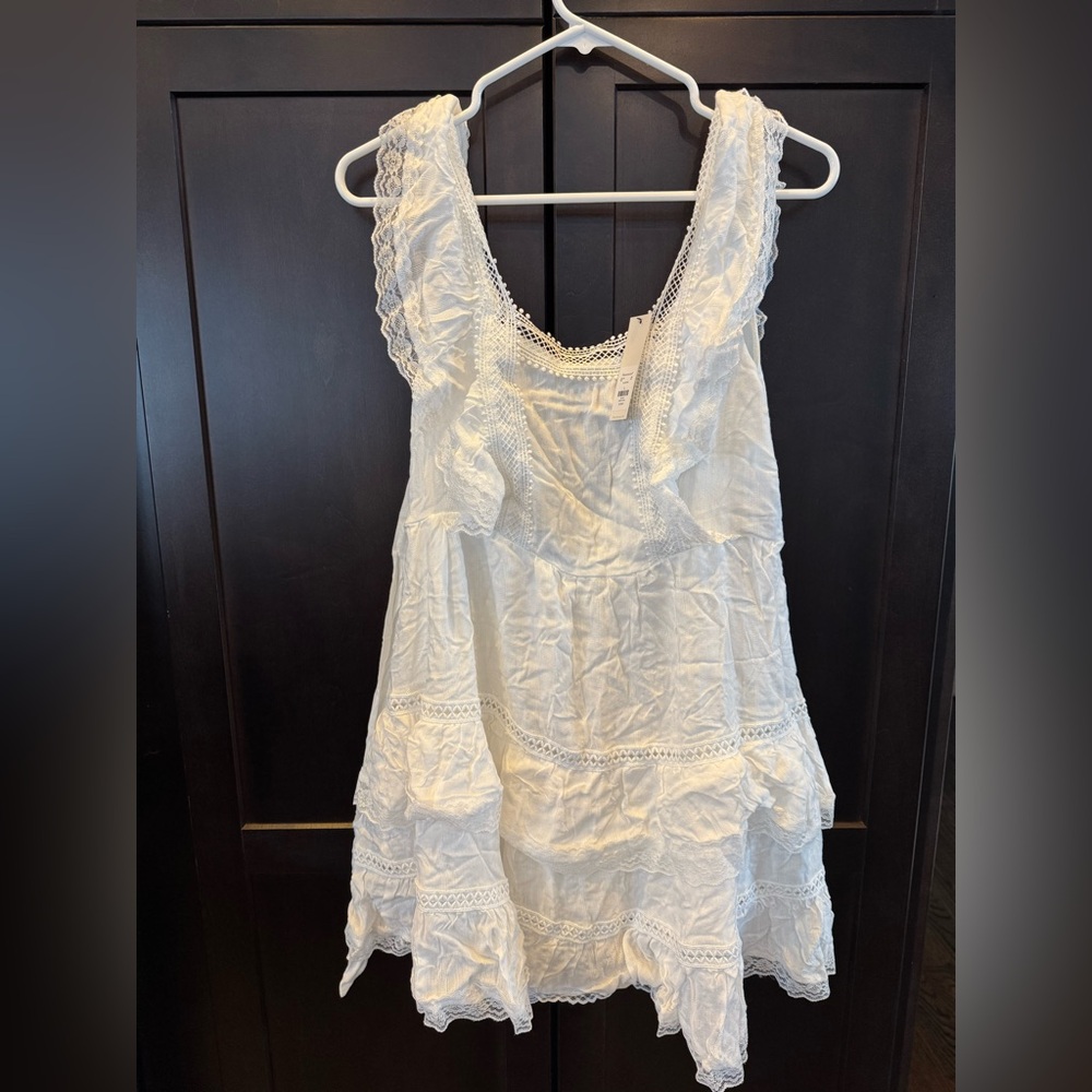 Francesca's Collections White Lace Trim Dress
